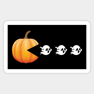 Funny Pumpkin Chasing Ghosts - Retro Video Game Magnet